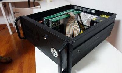 A slightly dusty but still functional-looking mining rig